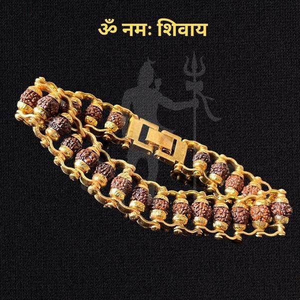 Genuine Paanch Mukhi Modern Rudraksha Bracelet With Gold Plating.